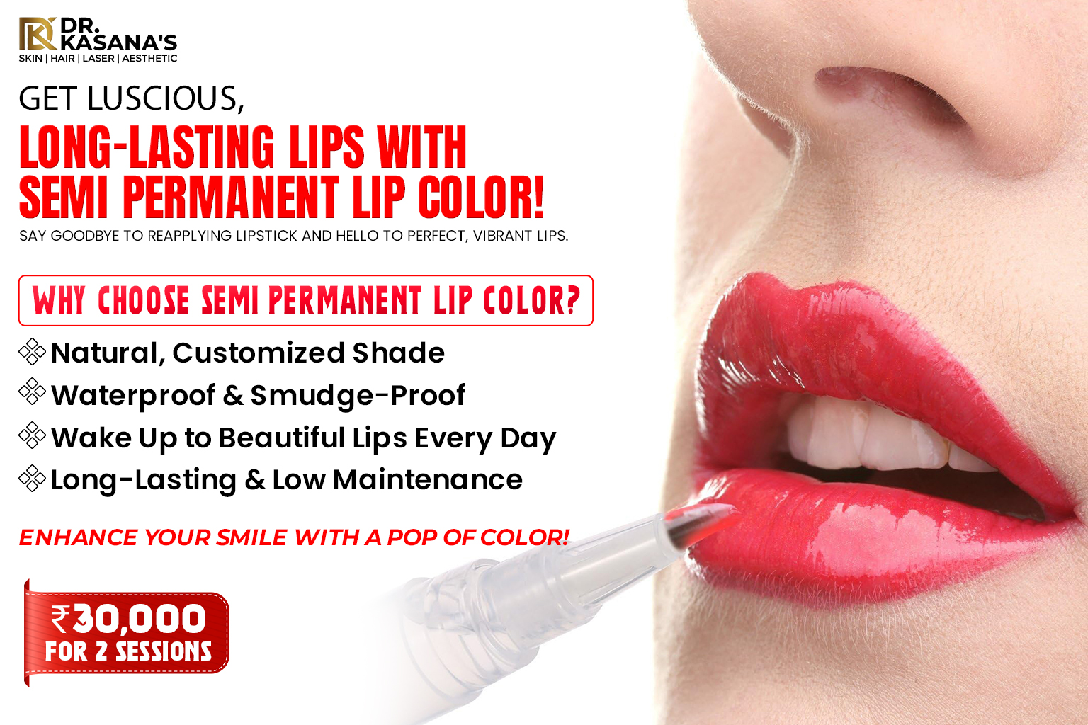 Semi Permanent Lip Color Treatment by Dr. Kasana's Clinic